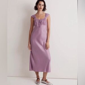 Madewell lilac square neck body skimming sleeveless midi‎ slip dress size 14